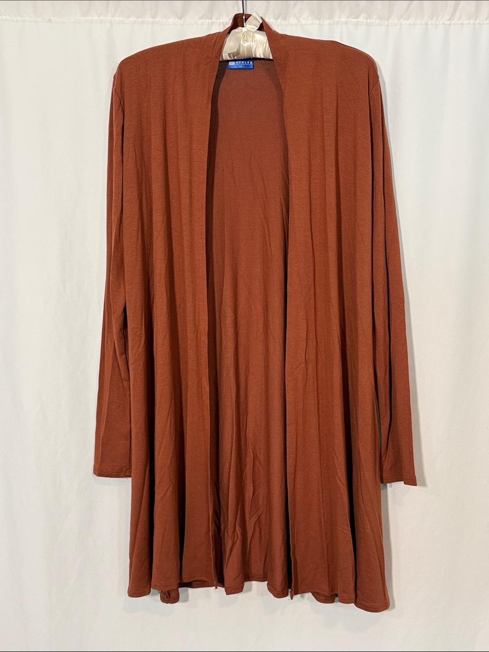 Azules Long Open-Front Cardigan Rust Brown